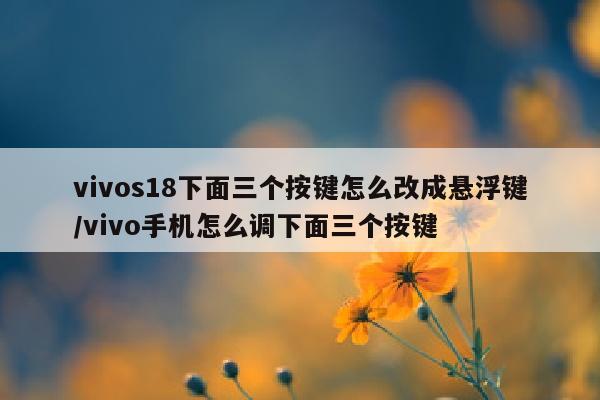 vivos18下面三个按键怎么改成悬浮键/vivo手机怎么调下面三个按键